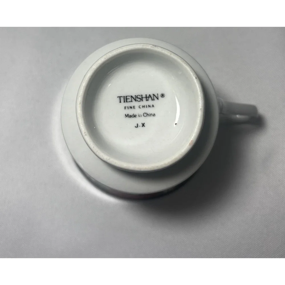 🎄Tienshan Fine China Deck the Halls Tea Cups and Saucers Set of‎ 3 Christmas